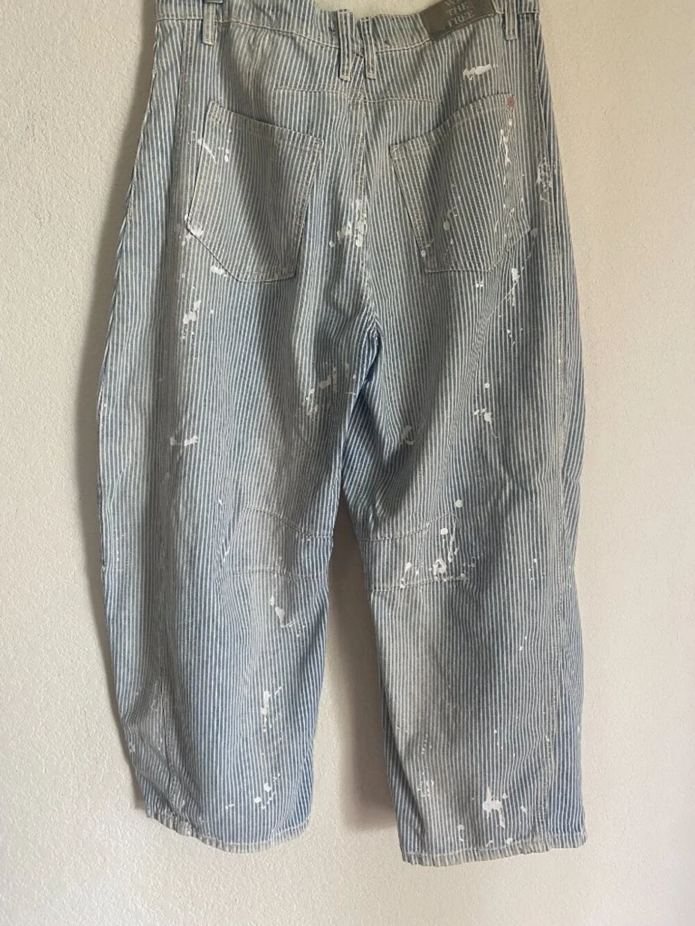 We The Free Good Luck Mid-Rise Stripe Barrel Jeans Size 28 Excellent Condition - Picture 6 of 8
